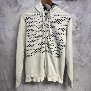 Vans Skate Hoodie Sweatshirt Mens Medium White Full Zip Streetwear Graphic Print